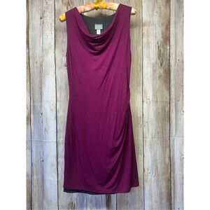 Athleta Dress Inverse Drape Reversible Purple Gray Sleeveless Jersey Size Small